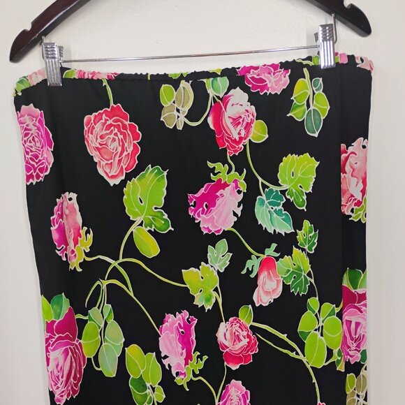 Spenser Jeremy Silk Midi Skirt Womens Plus 16 Rose Floral Romantic Whimsigoth - Picture 5 of 10